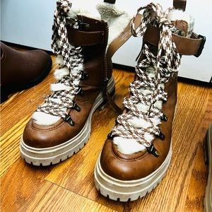 Sam Edelman Circus Brown Fur Boots Sz 8